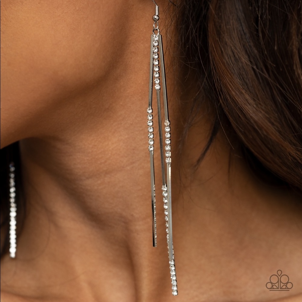 White bling earrings